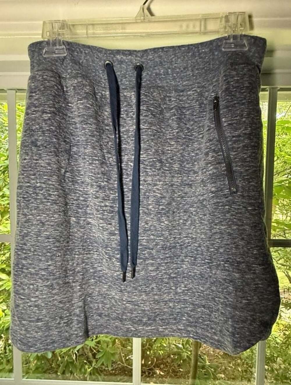 Green Tea Women's Heathered Blue Athletic Skort with Zip Pocket